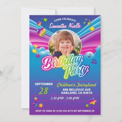 90s Rainbow Leopard Birthday Party Invitation