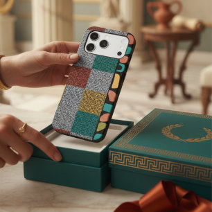 90s Retro Aesthetic Greek Key Abstract Geometric iPhone 17 Pro Max Case
