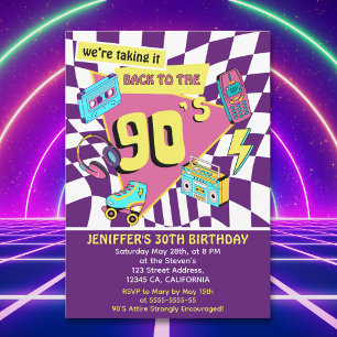 "90's Retro Birthday 30th Vintage Vibes  Invitation