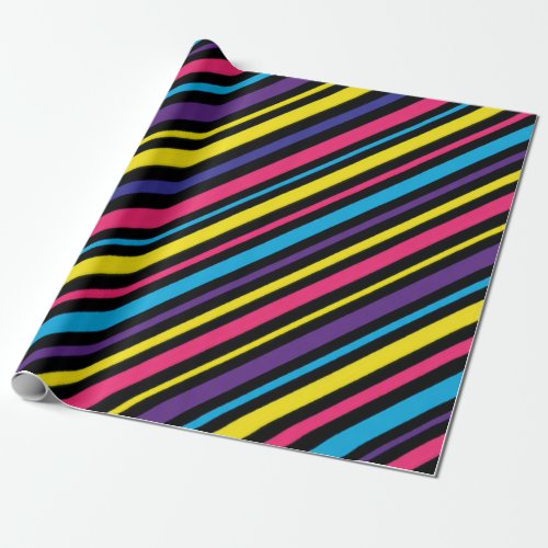 90s Retro Bright Stripes Wrapping Paper