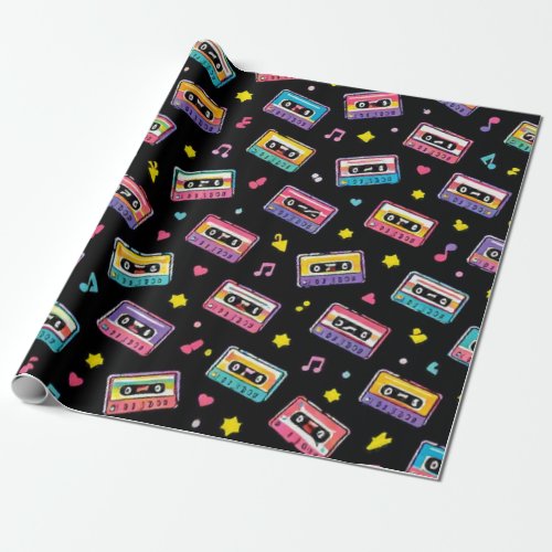 90s Retro Cassette Pattern Wrapping Paper