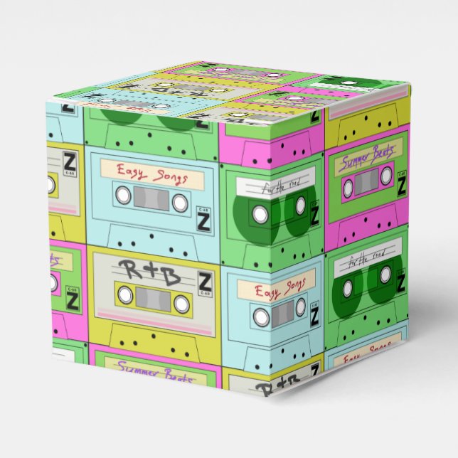 90s Retro Colourful Music Cassettes Favor Box (Front Side)