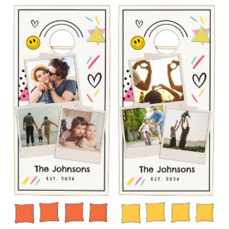 90s Retro Custom Family Photo Cornhole Set