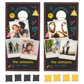 90s Retro Custom Family Photo Cornhole Set