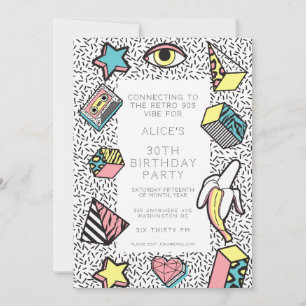 90s Retro Era Theme Party Event Invitation