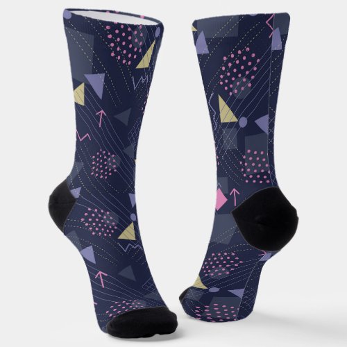 90s retro geometric pattern socks