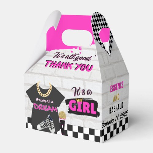 90s Retro Hot Pink Hip Hop Baby Shower Baby Girl Favor Boxes