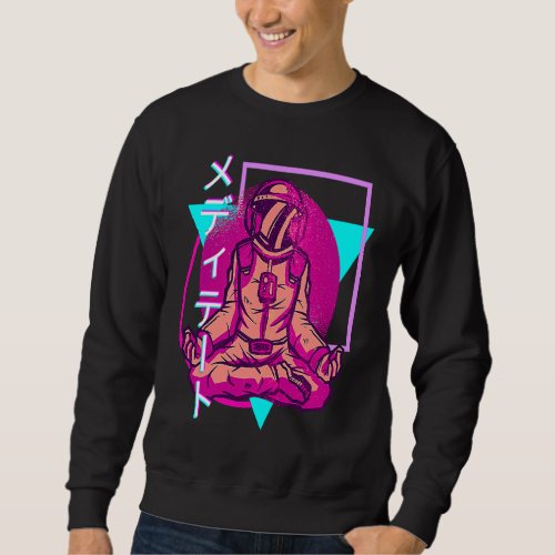 90s Retro Japanese Vaporwave Aesthetic Astronaut  Sweatshirt