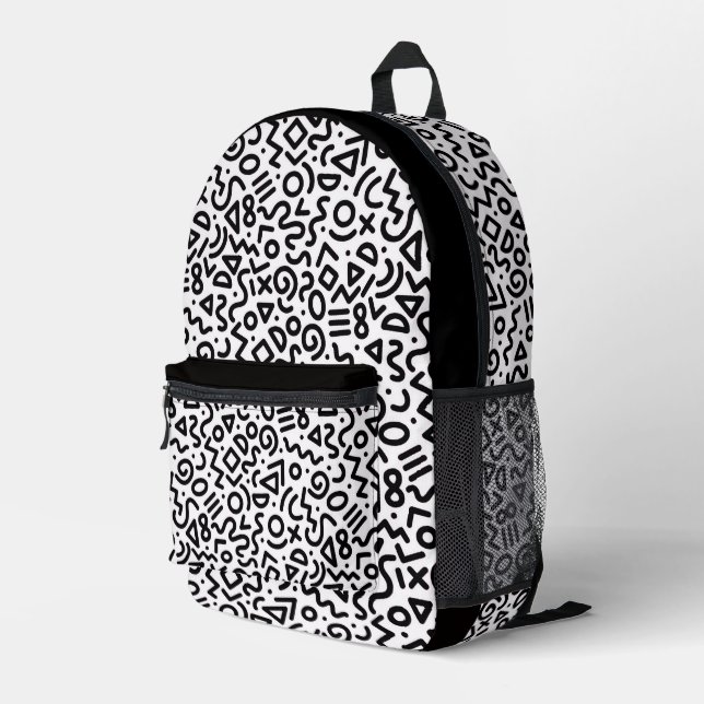 90's Retro Pattern Backpack  (Back Corner Right)