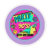 90's retro personalized purple cupcake toppers edible frosting rounds (Front)