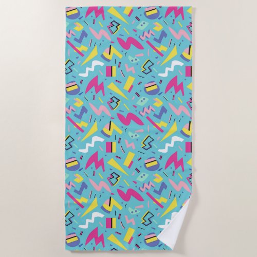 90s Retro Pop Art Pattern Beach Towel