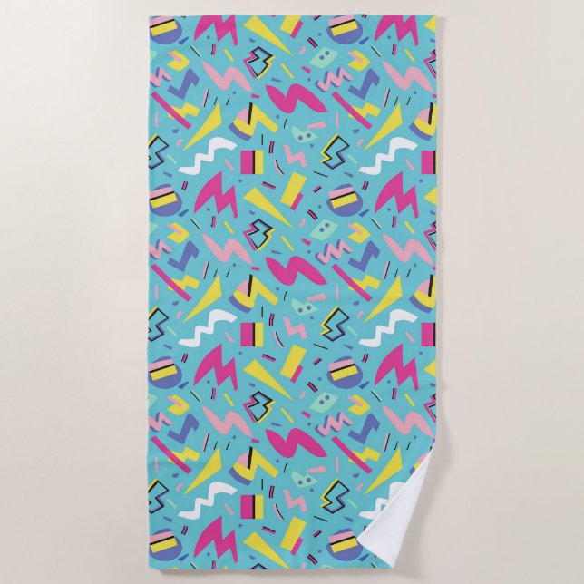 90s Retro Pop Art Pattern Beach Towel (Front)