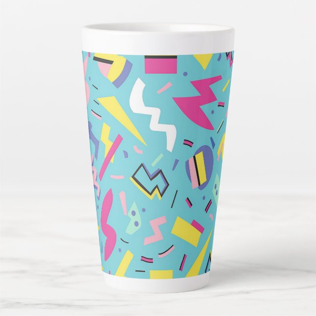 90s Retro Pop Art Pattern Latte Mug (Front)