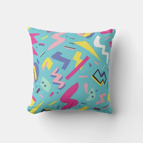 90s Retro Pop Art Pattern Throw Pillow