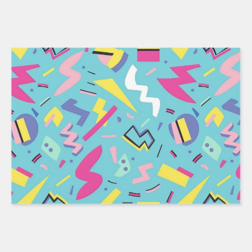 90s Retro Pop Art Pattern Wrapping Paper Sheets