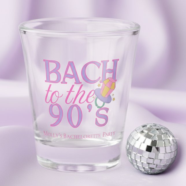 90s Retro Purple Bachelorette Shot Glass (Bring the ultimate throwback energy with this playful “Bach to the 90s” design!)