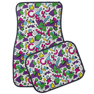 90s Retro Purple Turquoise Green Memphis Style Car Floor Mat