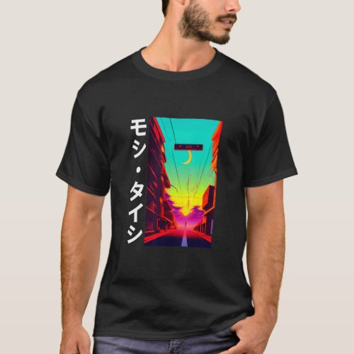 90s Retro Synthwave Japanese Vaporwave Otaku Aest T_Shirt