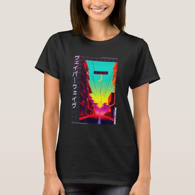 90's Retro Synthwave Japanese Vaporwave Otaku Aest T-Shirt (Front)