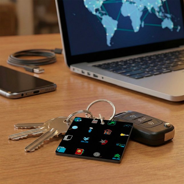 90s Retro Tech and Web Icon Pattern Keychain (Creator Uploaded)