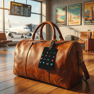 90s Retro Tech and Web Icon Pattern Luggage Tag