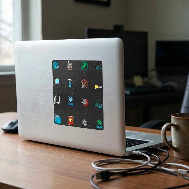 90s Retro Tech and Web Icon Pattern Square Sticker (Creator Uploaded)