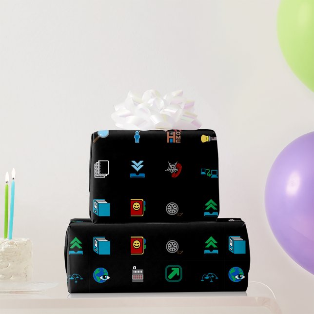 90s Retro Tech and Web Icon Pattern Wrapping Paper (Creator Uploaded)