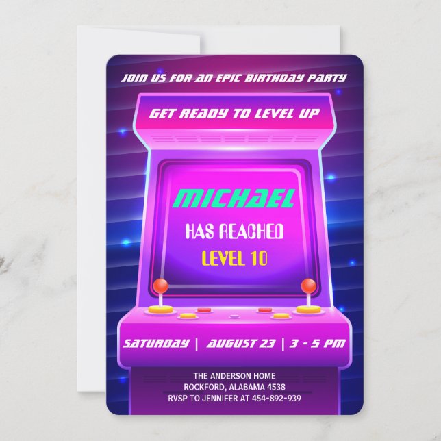 90's Retro Video Games Birthday Invitation (Front)
