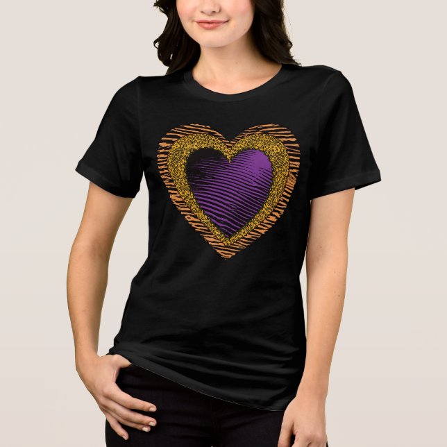 90s Rockabilly Punk Heart Tattoo Style Pattern Tri-Blend Shirt (Front)