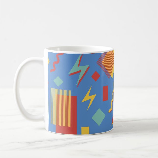 90s seamless pattern. Memphis background. Geometri Coffee Mug (Left)