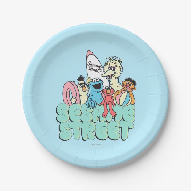 90's Sesame Street Vintage Surf Paper Plates (Front)