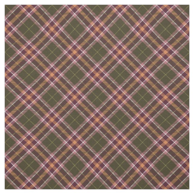 90s Slanted Plaid Fall Pattern Green Brown Natural Fabric (Swatch)
