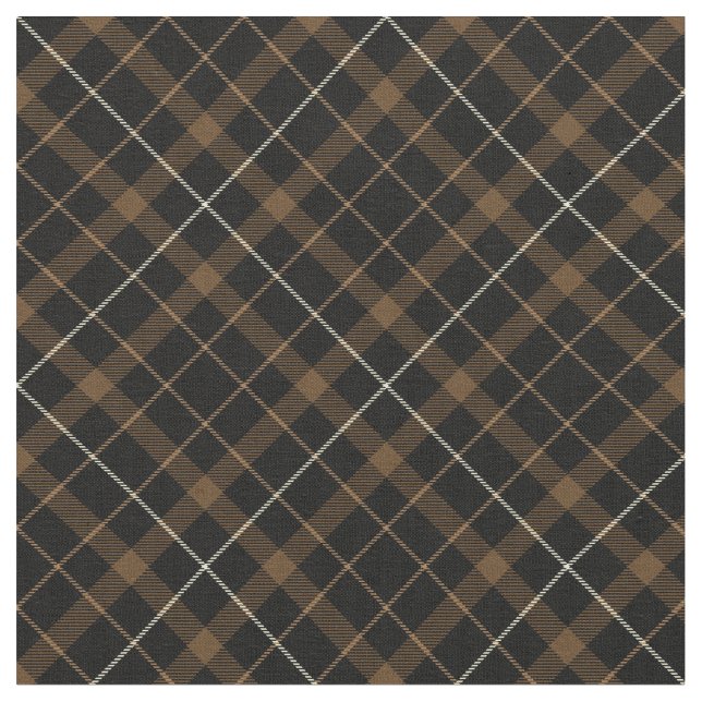 90s Slanted Plaid Pattern Brown Grunge Earthy Dark Fabric (Close Up)