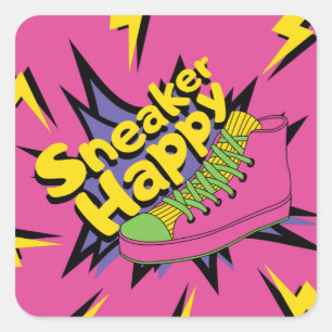 90's Sneaker Happy Square Sticker