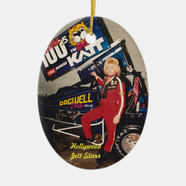 90'S Sprint Dirt Champion Hollywood "Jett Starr" Ceramic Ornament (Front)