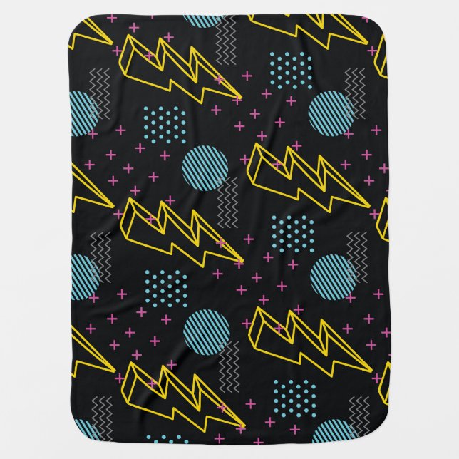 90's style: colorful abstract pattern baby blanket (Front)