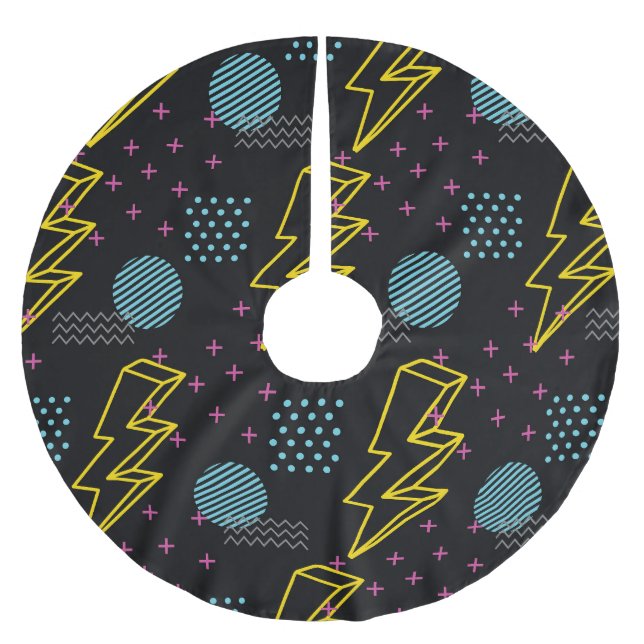 90's style: colorful abstract pattern brushed polyester tree skirt (Front)