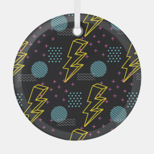 90's style: colorful abstract pattern glass ornament