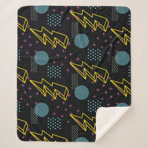 90's style: colorful abstract pattern sherpa blanket