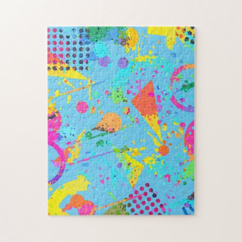 90s Style Colorful Geometric Retro Grunge Style Jigsaw Puzzle