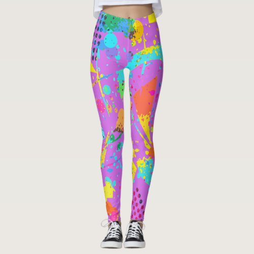 90s Style Colorful Geometric Retro Grunge Style Leggings