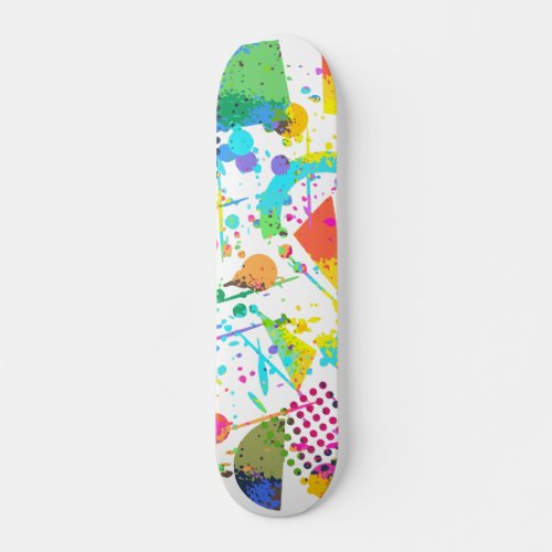 90s Style Colorful Geometric Retro Style Grunge Skateboard