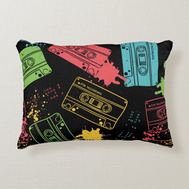 90s Style Cool Grunge Cassettes Accent Pillow (Front)