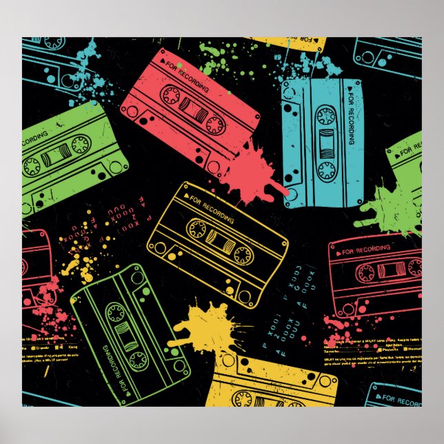 90s Style Cool Grunge Cassettes Poster (Front)