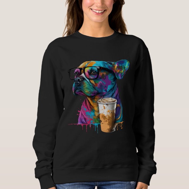 90s sunglasses and coffee splashes french bulldog sweatshirt (Front)