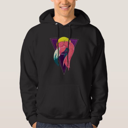 90s Sunset Synthwave Pink Flamingo Vaporwave Tropi Hoodie