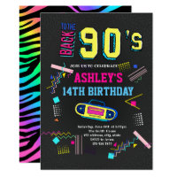 90s theme birthday invitation