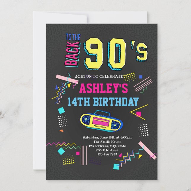 90s theme birthday invitation (Front)