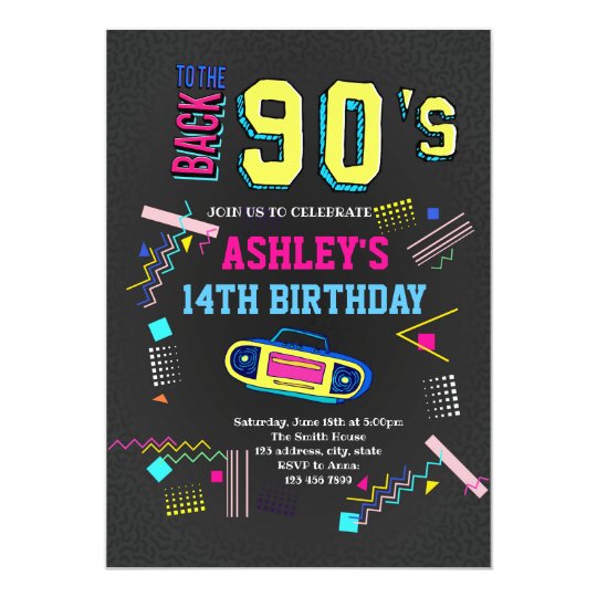 90s Theme Birthday Invitation Zazzle Com