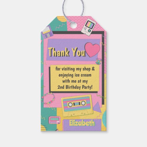 90s Theme Birthday Party Favor Gift Tag